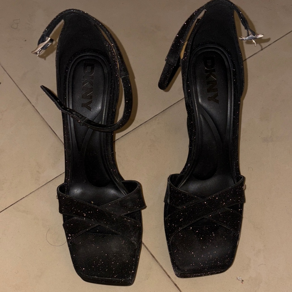 DKNY Black Glitter Heels